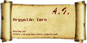 Argyelán Imre névjegykártya